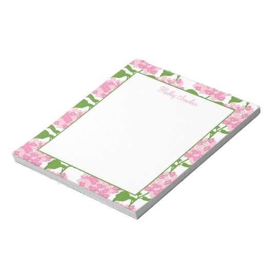 Pink Hydrangea Muster Notepad Notizblock (Rotiert)