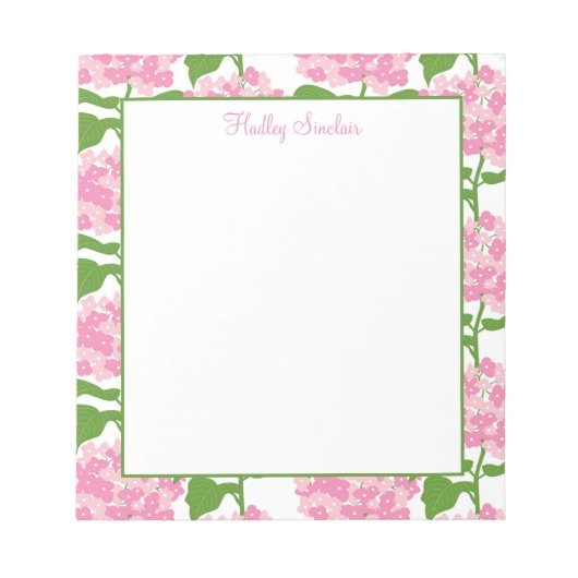 Pink Hydrangea Muster Notepad Notizblock (Vorderseite)