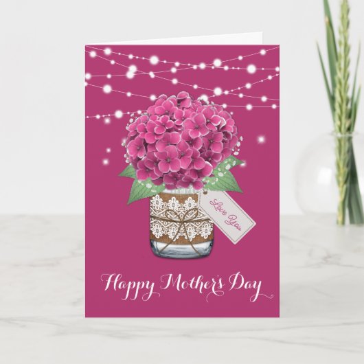 Pink Hydrangea Niedlicher Muttertag Karte (Vorderseite)