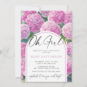 Pink Hydrangea Oh Girl Baby Dusche Einladung (Vorderseite)