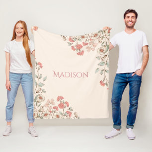 Pink Hydrangea Personalisiert Elegante Chic Floral Fleecedecke
