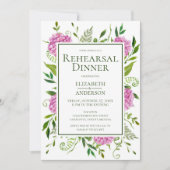 Pink Hydrangea Probe Dinner Einladung (Vorderseite)