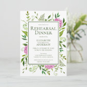 Pink Hydrangea Probe Dinner Einladung (Stehend Vorderseite)