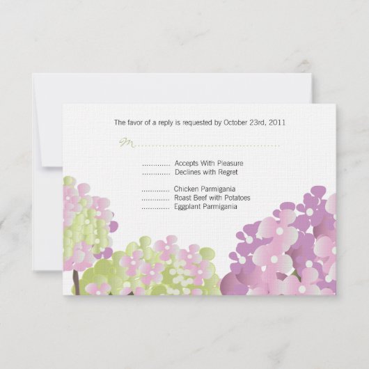 Pink Hydrangea Reponse Card RSVP Karte (Vorderseite)