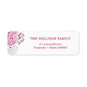 Pink hydrangea return address label (Vorne)