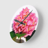 Pink Hydrangea Rosa Blume Rosa Blütenblume Runde Wanduhr (Winkel)
