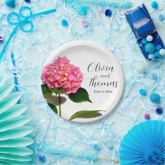 Pink Hydrangea Rosa Blume Rosa Rosen Pappteller (Party)