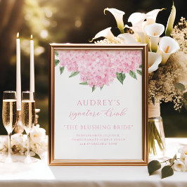 Pink Hydrangea Signature Drink Bar Zeichen Poster
