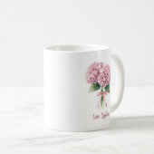 Pink Hydrangea Spring Flower Floral Custom Name Kaffeetasse (VorderseiteRechts)
