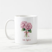 Pink Hydrangea Spring Flower Floral Custom Name Kaffeetasse (Links)