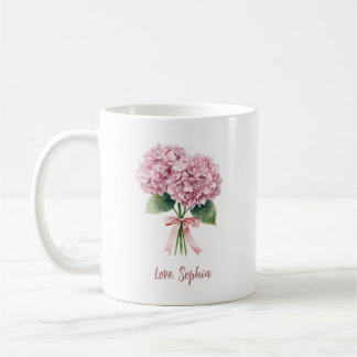 Pink Hydrangea Spring Flower Floral Custom Name Kaffeetasse