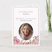 Pink Hydrangea Summer Flowers Funeral Folded Programm (Vorderseite)