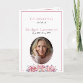 Pink Hydrangea Summer Flowers Funeral Folded Programm (Vorderseite)