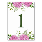 Pink Hydrangea Tischnummer (Vorderseite)