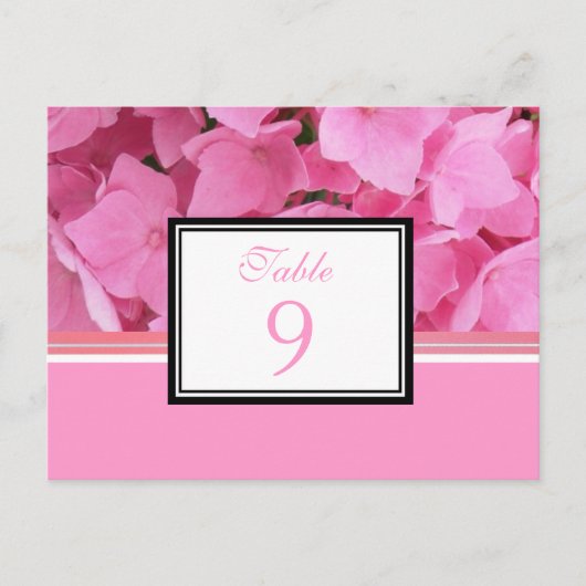Pink Hydrangea-Tischnummer Postkarte (Vorderseite)