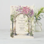 Pink Hydrangea Verziert Arch Wedding Einladung (Stehend Vorderseite)