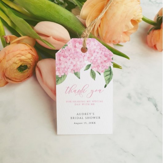 Pink Hydrangea Vielen Dank für Ihr individuelles B Geschenkanhänger