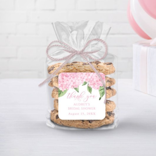 Pink Hydrangea Vielen Dank für Ihr individuelles B Quadratischer Aufkleber