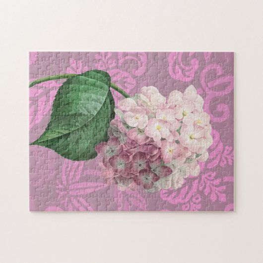 Pink Hydrangea Vintag Style Puzzle (Horizontal)