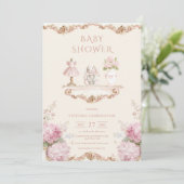 Pink Hydrangea Vintage Baby Shower Invitation Einladung (Stehend Vorderseite)