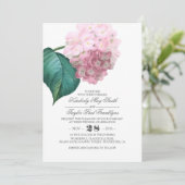 Pink Hydrangea Vintage Blumenhochzeit Einladung (Stehend Vorderseite)