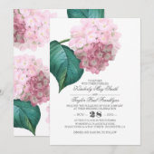 Pink Hydrangea Vintage Blumenhochzeit Einladung (Vorne/Hinten)