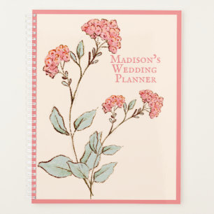 Pink Hydrangea Vintage Handzeichen Planer