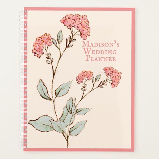 Pink Hydrangea Vintage Handzeichen Planer (Vorderseite)