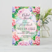 Pink Hydrangea Wasserfarbe Bridal Dusche Einladung (Stehend Vorderseite)