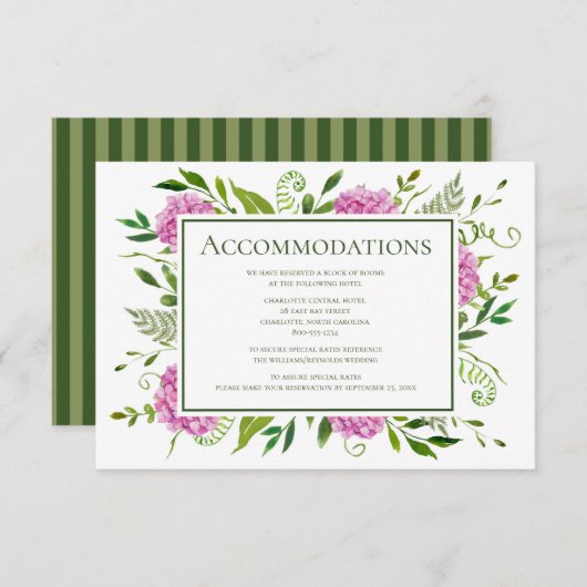 Pink Hydrangea Wedding Begleitkarte (Vorne/Hinten)