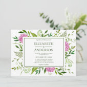 Pink Hydrangea Wedding Einladung (Stehend Vorderseite)