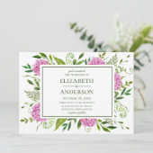 Pink Hydrangea Wedding Einladung (Stehend Vorderseite)