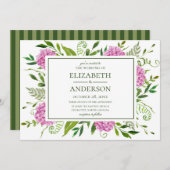 Pink Hydrangea Wedding Einladung (Vorne/Hinten)