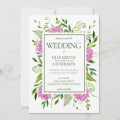 Pink Hydrangea Wedding Einladung (Vorderseite)