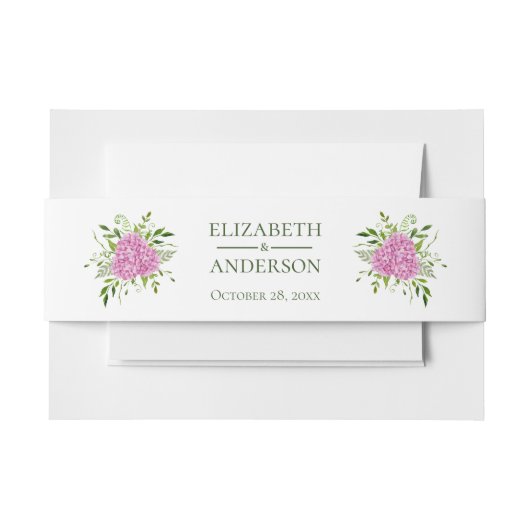 Pink Hydrangea Wedding Einladungsbanderole (Vorderseite Beispiel)