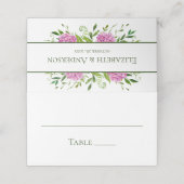 Pink Hydrangea Wedding Platzkarte (Außenseite Aufgefaltet)