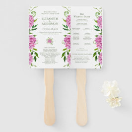 Pink Hydrangea Wedding Program Fächer