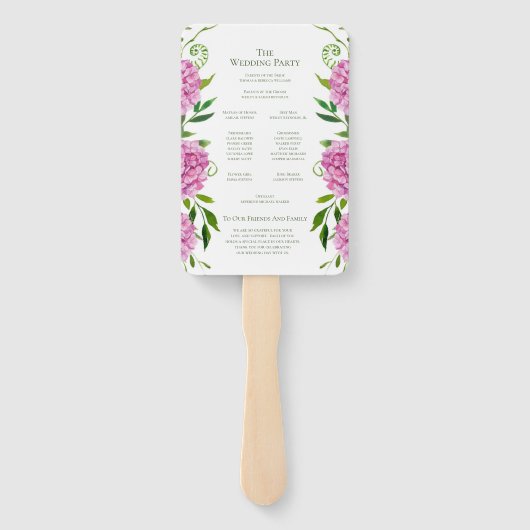 Pink Hydrangea Wedding Program Fächer (Rückseite)