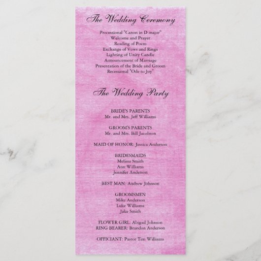 Pink Hydrangea Wedding Program Programm (Rückseite)