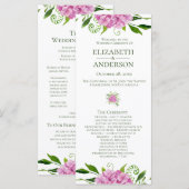 Pink Hydrangea Wedding Program Programm (Vorne/Hinten)