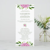 Pink Hydrangea Wedding Program Programm (Stehend Vorderseite)