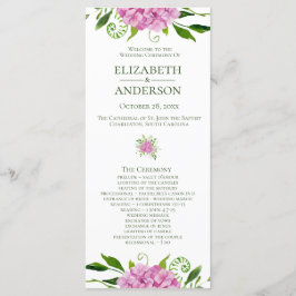 Pink Hydrangea Wedding Program Programm