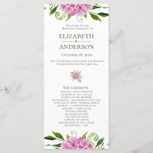 Pink Hydrangea Wedding Program Programm