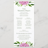 Pink Hydrangea Wedding Programm (Rückseite)