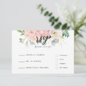Pink Hydrangea Wedding RSVP Karte (Stehend Vorderseite)