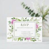 Pink Hydrangea Wedding RSVP Karte (Stehend Vorderseite)
