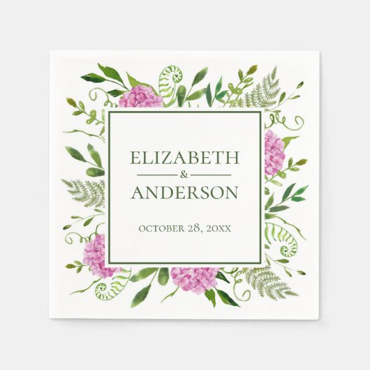 Pink Hydrangea Wedding Serviette (Vorderseite)