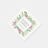 Pink Hydrangea Wedding Serviette (Ecke)