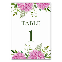 Pink Hydrangea Wedding Tischnummer