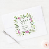 Pink Hydrangea Wedding Vielen Dank Quadratischer Aufkleber (Umschlag)